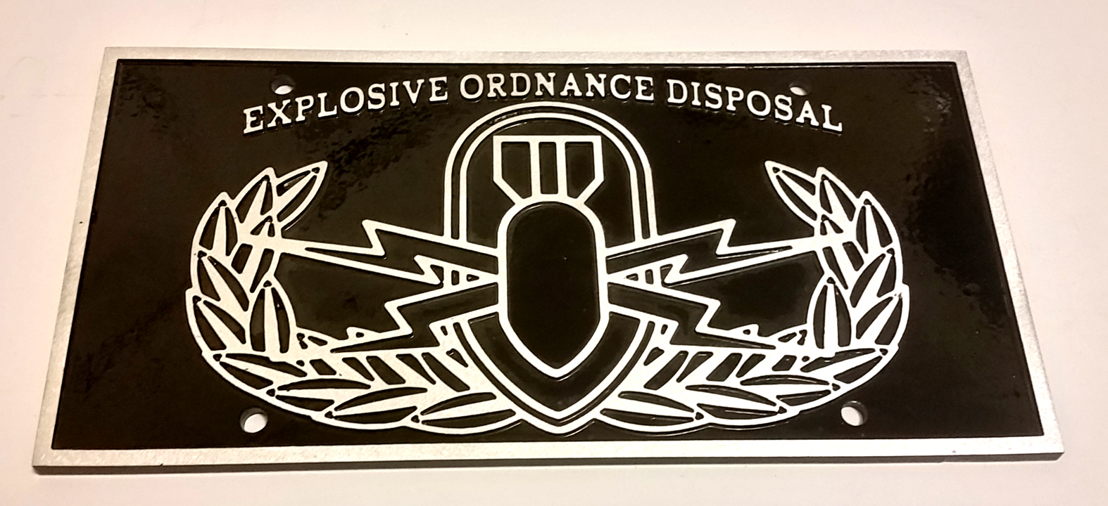 EOD Explosive Ordnance Disposal Cast Aluminum License Plate
